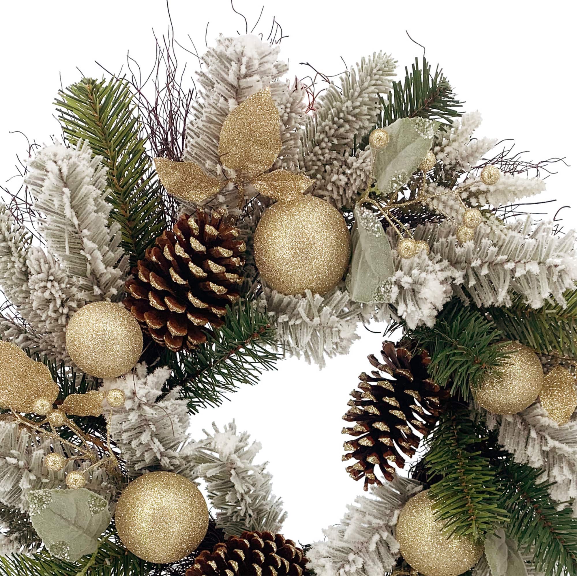 24" Gold Ornament & Pine Wreath by Ashland®